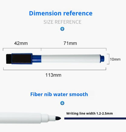 Fine tip Dry Erase Black Markers with Magnetic Cap and Eraser, Perfect for Dry Erase Boards and Whiteboards Pack of 8