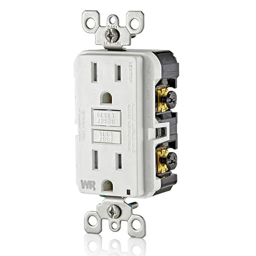 Leviton GFCI Weather-Resistant Outlet, 15 Amp, Self Test, Tamper-Resistant with LED Indicator Light, Outdoor Locations, GFWT1-W, White