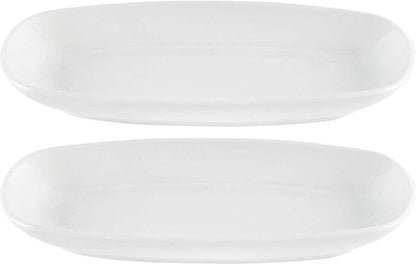 Porcelain Delta-Coupe 9.25" x 6.25" x h:1" Oval White Porcelain Platter (Set of 2)