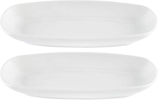 Porcelain Delta-Coupe 9.25" x 6.25" x h:1" Oval White Porcelain Platter (Set of 2)