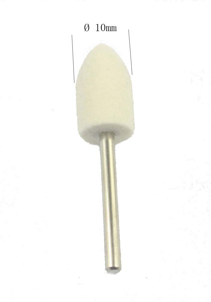 Luo ke 10mm Diameter Bullet Shape Polishing Buffing Wheels Wool Felt Mounted Mandrel Grinding Bits Grinder Head Rotary Tool Accessories Drill Tools Attachment - 1/8 Inch Shank