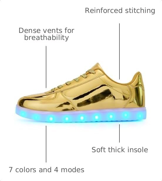 Unisex LED Shoes - Fashion Light Up Sneakers, Breathable USB Charging Glowing Luminous LED Shoes for Men Women