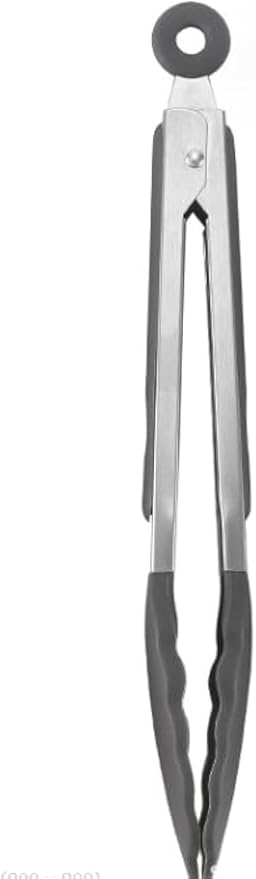 Stainless Steel Serving Kitchen Food Tongs with Non-Slip Silicone Grip for Serving, Cooking (Gray 9 inch)