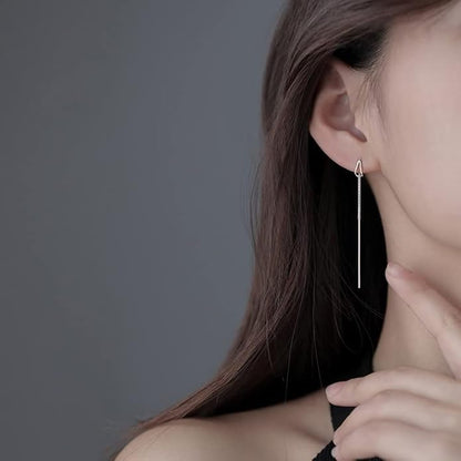 SLUYNZ 925 Sterling Silver Chain Threader Earrings Dangle for Women Teens Long Dangle Earrings Line Earrings Tassel