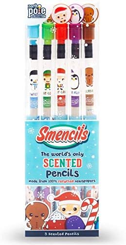 Holiday Smencils - HB 2 Patented Gourmet Scented Fun Pencils, 5 Count - Stocking Stuffer, Gifts for Kids, School Supplies, Party Favors, Classroom Rewards