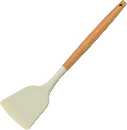 Silicone Soup Ladle - Silicone Spatula, Spatula Wood Handle  Silicone Cooking Utensils Heat Resistant, Non-stick Kitchen Spatula Slotted Turner, Kitchen Utensil Spatula for Baking Mixing Grilling
