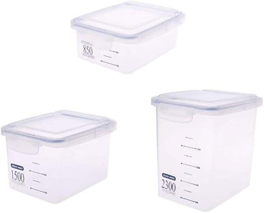 Kitchen Airtight Food Storage Containers,Flour Sugar Cereal Container, Air Tight Snacks Pantry Storage Bins Organizer,Pantry Space Saving Canisters Jars-Keep Dry Goods Fresh&Dry,850ml/1500ml/2300ml