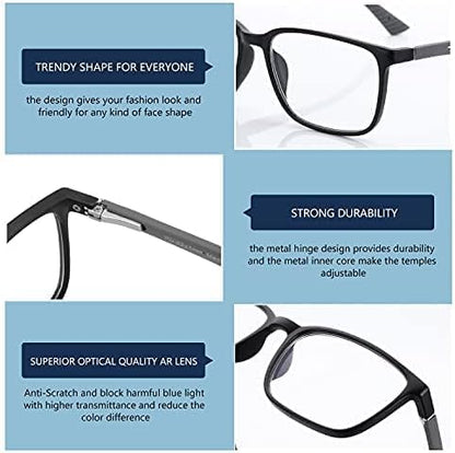 BLUEMOKY Blue Light Reading Glasses for Men?Sport Square Frame Readers, Anti Glare Computer Glasses