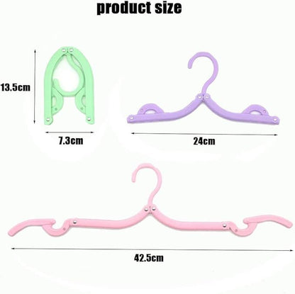10pcs Colorful Folding Clothes Hangers,Space Saving Travel Accessories Portable Lightweight Collapsible Plastic Hangers Windproof Non-Slip Telescopic Drying Rack for Home Travel Camping