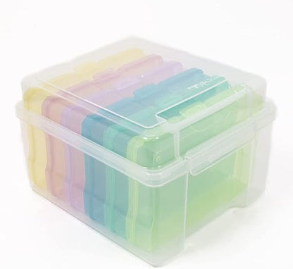 Craftelier - Portable Transparent Storage Box with 6 Mini Translucent Coloured Boxes for Scrapbooking Materials and Other Crafts | Includes Snap Closure | Size Approx. 22 x 18.90 x 13.80 cm