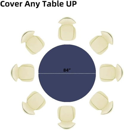 1 Pack 84 Inch Plastic Table Cover, Navy Blue Round Disposable Table Covers Plastic Tablecloth