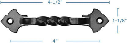 TP-96BLK 4-12" Rustic Black Cabinet Hardware Twist Handle Pull- 96mm Hole Centers (Single Unit)