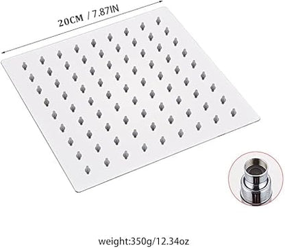 Magik 81012'' Stainless Steel Flow Rainfall Square Shower Head Full Body Coverage (8 Inches)