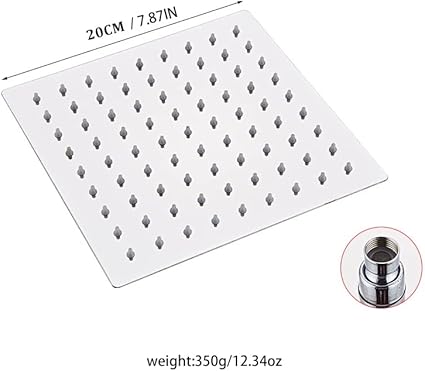 Magik 81012'' Stainless Steel Flow Rainfall Square Shower Head Full Body Coverage (8 Inches)