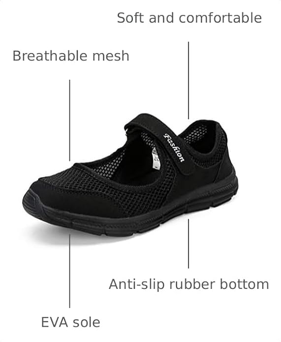 SAGUARO Women's Breathable Walking Shoes Ladies Fashion Mary Jane Sneakers Adjustable Working Nurse Shoes Lightweight Flats Roll.