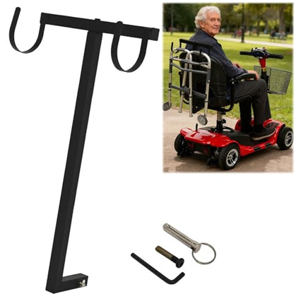 tonchean Universal Walker Holder for Mobility Scooter, Heavy Duty Mobility Scooter Accessories, Compatible with Pride & Golden, Large Load-Bearing, Lightweight, Easy Install - Black