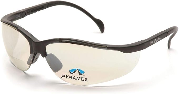 Pyramex Venture II Bifocal Readers Safety Eyewear, Clear +1.5 Lens With Black Frame