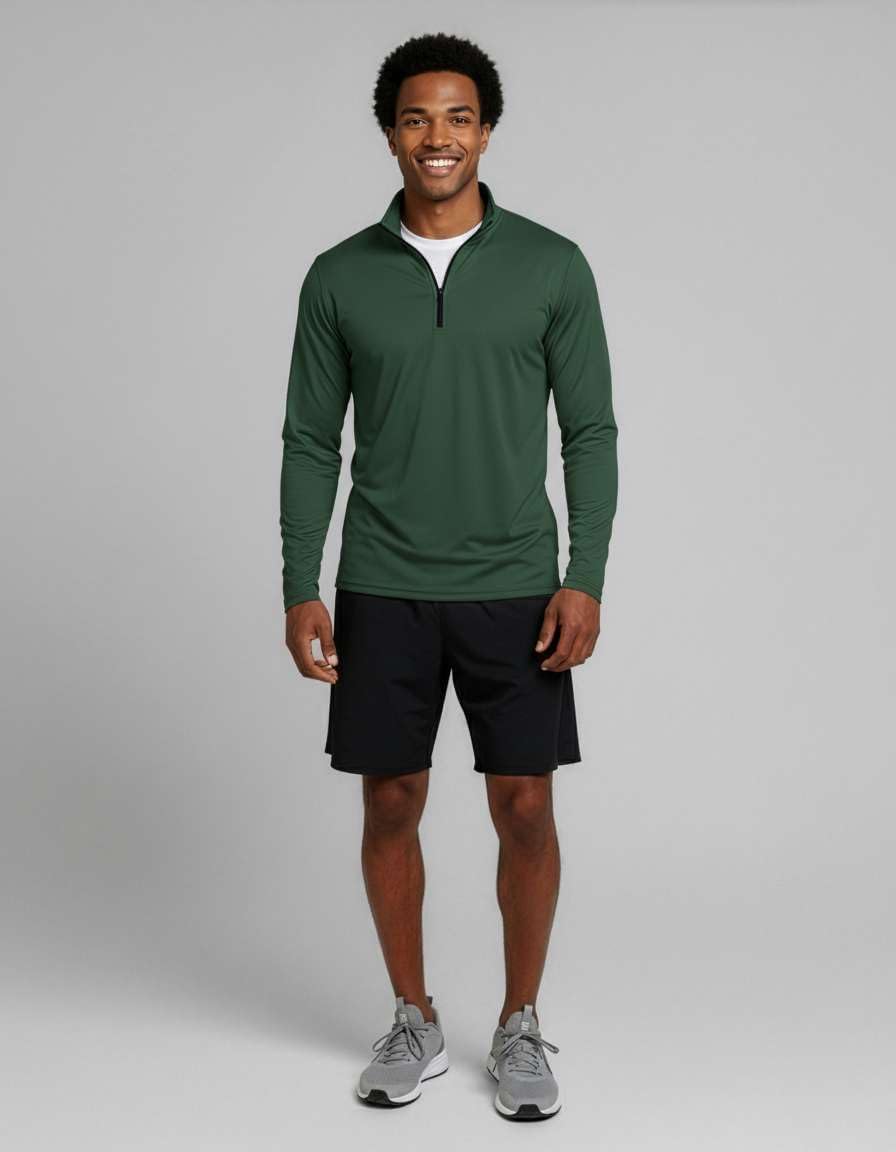 Medium , Real Essentials 3 Pack: Men's Dry-Fit Active Quarter Zip Long Sleeve Athletic Performance Pullover (Available in Big & Tall)