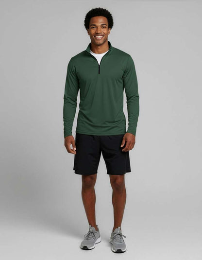 Medium , Real Essentials 3 Pack: Men's Dry-Fit Active Quarter Zip Long Sleeve Athletic Performance Pullover (Available in Big & Tall)