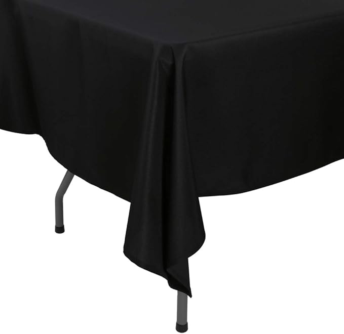 Rectangle Tablecloth - 60 x 84 Inch - Black Rectangular Table Cloth for 5 Foot Table in Washable Polyester - Great for Wedding, Restaurant, Party, Banquet Decoration