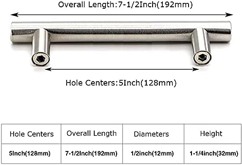 homdiy Brushed Nickel Cabinet Pulls Cabinet Handles, 5in(128mm) Center to Center Dresser Drawer Handles Silver Drawer Pulls for Kitchen, Bedroom, Bathroom, Wardrobe Hardware