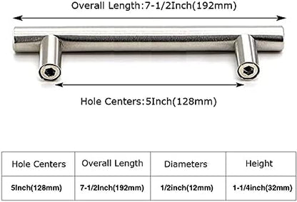 homdiy Brushed Nickel Cabinet Pulls Cabinet Handles, 5in(128mm) Center to Center Dresser Drawer Handles Silver Drawer Pulls for Kitchen, Bedroom, Bathroom, Wardrobe Hardware