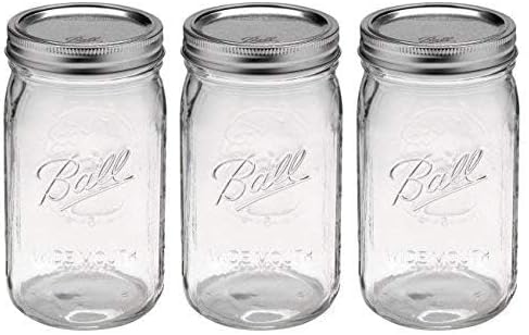 Ball Quart Jar with Silver Lid, Wide Mouth, Set of 3