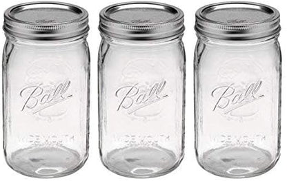 Ball Quart Jar with Silver Lid, Wide Mouth, Set of 3