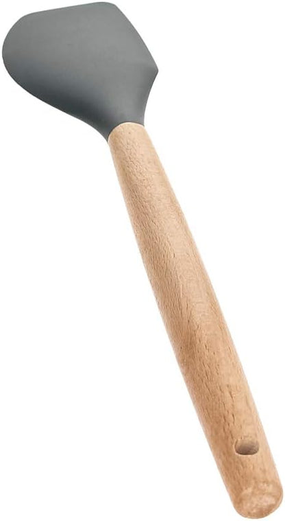 Utoolmart Silicone Spatula, Cooking Non-Stick Cookware Kitchen Utensil, High Heat-Resistant Spatula with Wooden Handle, for Cooking, Baking, Stir-Fry, Black, 1 Pcs