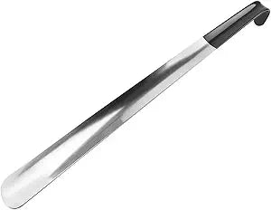 Metal Shoe Horn Long Handle, Durable and Sturdy, Stainless Steels Lazy Shoe Helper Spoons, Easy Wear, for Men Women, Kids,Travel(Black)