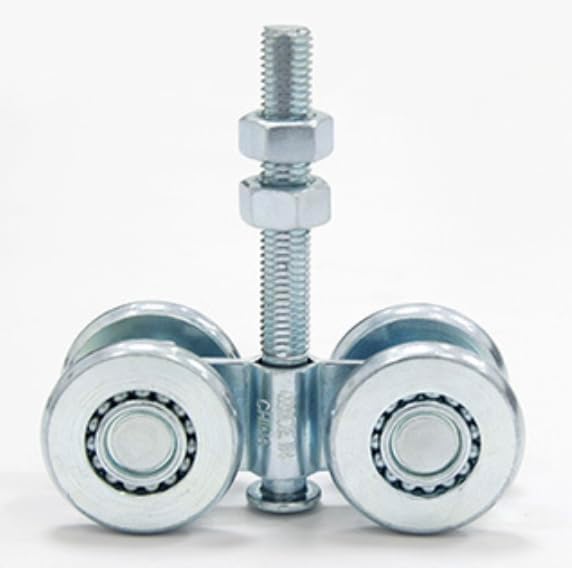 Trolley Assembly, Silent Roller Wheels for 1-34"" Wide and 2-14"" or Taller Shed Sliding Door, Rail Hanging Track, Electro-Galvanized Zinc Barn Door Hardware Kit, Silver, JHD294