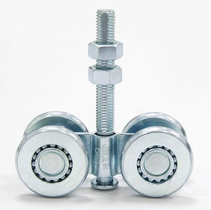 Trolley Assembly, Silent Roller Wheels for 1-34"" Wide and 2-14"" or Taller Shed Sliding Door, Rail Hanging Track, Electro-Galvanized Zinc Barn Door Hardware Kit, Silver, JHD294