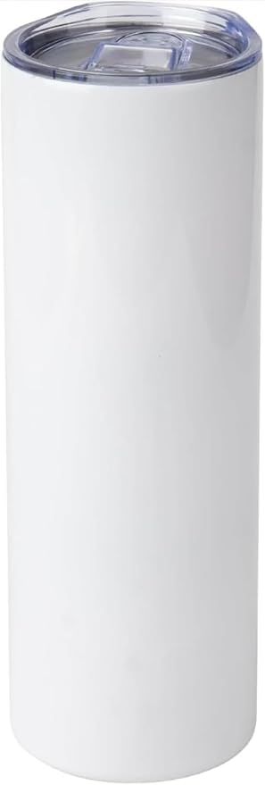 1 Pack Sublimation Tumblers 20 oz Skinny bulk,Stainless Steel Double Wall Insulated Straight Sublimation Tumbler Cups Blank White with Lid,Individually Box,Polymer Coating for Heat Transfer