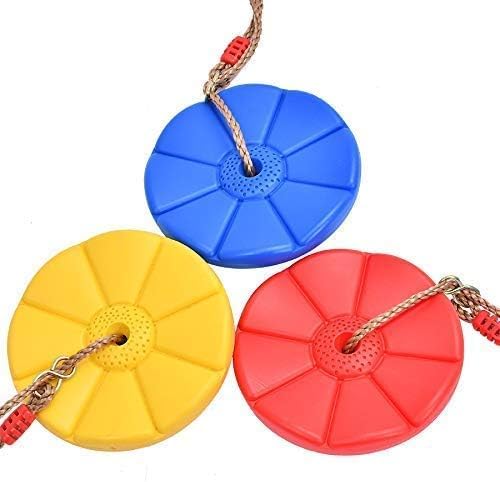 Sutekus Daisy Disc Tree Swing Seat with Rope Plastic Monkey Swing Playset for Backyard Outdoor (Blue)