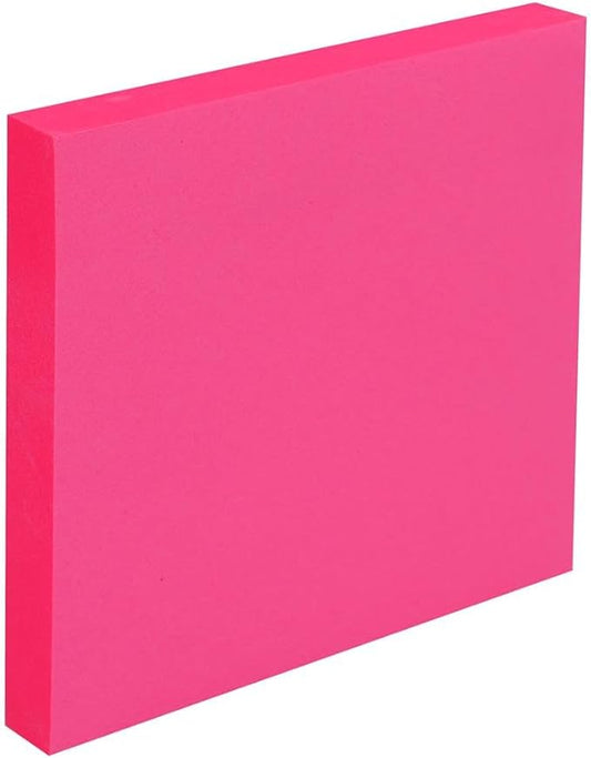 MEMOBE Sticky Notes - Sticky Notes - Sticky Notes Set - Self-Adhesive Notes - Postit Sticky Notes - Reusable Sticky Notes - Pastel Sticky Notes - 75 x 75 mm 100 Cards - Neon Pink