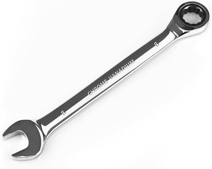 Egofine 8mm Ratcheting Combination Wrench Metric, Industrial Grade Gear Spanner with 12-Point Design, 72-Tooth Ratchet, Chrome Vanadium Steel