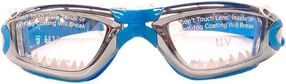 Sharks123 Goggles-Swimming GogglesGoggles with UV Protection, Anti-Fog, Children's Shark with Case  Blue Shark