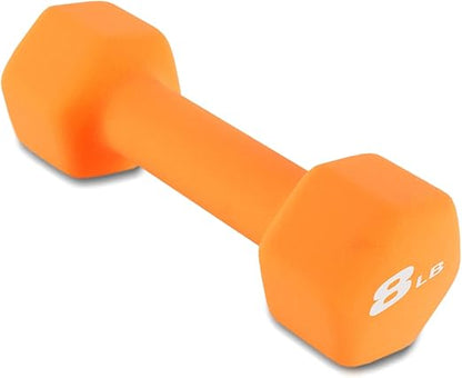 8LB Set of 2 Hex Dumbbells Rubber Coated Cast Iron Hex Black Dumbbell Free Weights for Exercises Neoprene Dumbbell Hand Weights Anti-Slip Anti-roll Hex Shape Colorful 8Lbs Pair