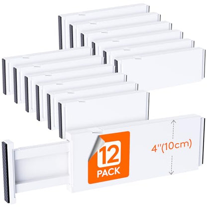 Lifewit 12 Pack 4 High Drawer Dividers 28-43.5cm/11-17" Adjustable Drawer Organizer for Clothes/Utensils