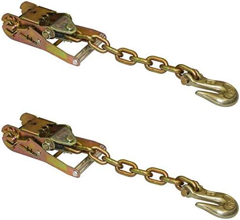 38-100-RG-x2, Set of Two Ratchets with Chain Tail  Grab Hook for Rollbacks, Carriers, etc.
