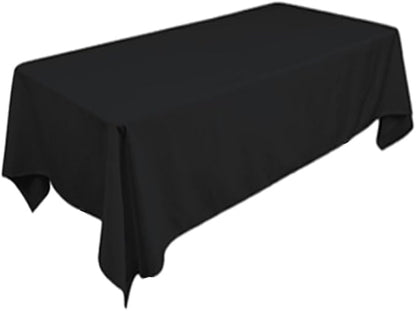 TEKTRUM 60 X 84 INCH 60"X84" RECTANGULAR POLYESTER TABLECLOTH - THICKHEAVY DUTYDURABLE FABRIC (Black)