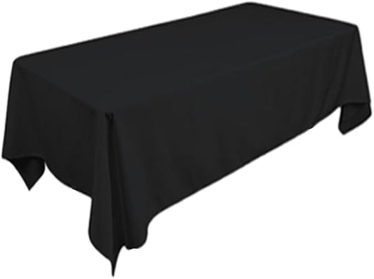 TEKTRUM 60 X 84 INCH 60"X84" RECTANGULAR POLYESTER TABLECLOTH - THICKHEAVY DUTYDURABLE FABRIC (Black)