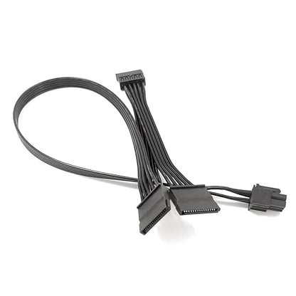 Suyitai SATA SSD Power Supply Cable Conductor and Wire Line for EVGA 1000 GQ 80 Gold 1000W 6 Pin 1 to 3 PSU 6-Pin to 3X Power Cable 18AWG(Input: 6pin, Output: 3X SATA 15pin)(73cm28.7in)