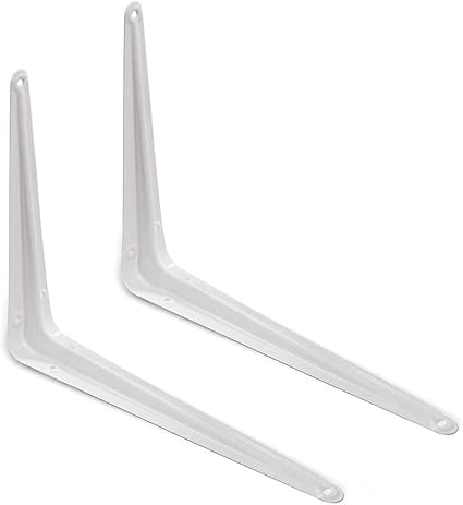 Shelf Brackets White 8 x 10 inches Pack of 2 - Bracket Supports for DIY Hanging Shelves Heavy Duty