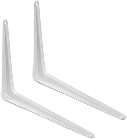 Shelf Brackets White 8 x 10 inches Pack of 2 - Bracket Supports for DIY Hanging Shelves Heavy Duty