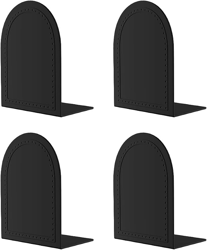 PATIKIL Metal Bookends, Non-Skid Metal Book Ends Book Stopper Holder Stand Bookshelf Dividers for Shelves Display Home Office Decoration Library Heavy Books, Black
