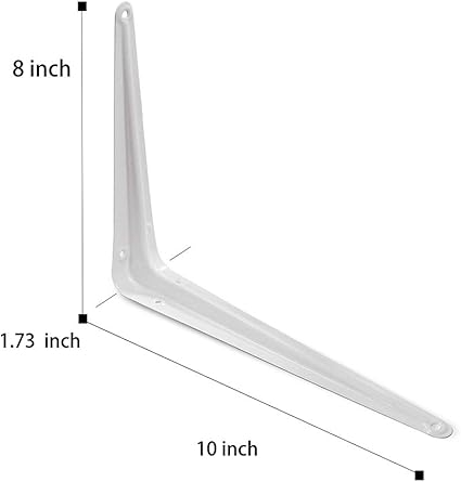 Shelf Brackets White 8 x 10 inches Pack of 2 - Bracket Supports for DIY Hanging Shelves Heavy Duty