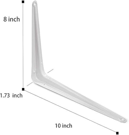 Shelf Brackets White 8 x 10 inches Pack of 2 - Bracket Supports for DIY Hanging Shelves Heavy Duty