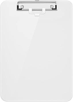 Hongri Plastic Clipboard, White 8.5x11" Clipboard, A4 Letter Size Clipboards for Nurses, Students, Office and Women, Clipboard with Pen Holder and Low Profile Clip, Size 12.5 x 9 Inch(White)
