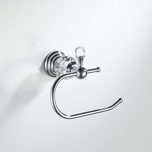 WOLIBEER Crystal Bathroom Accessories, Chrome 24 Inch Towel Bar Set Polished Brass Toilet Paper Holder Towel Ring Coat Hooks Bathroom Hardware 4 Pieces Wall Mounted